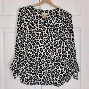 Michael Kors Leopard Print Blouse / Tunic, Sz M, Animal Print Trendy Fall Autumn